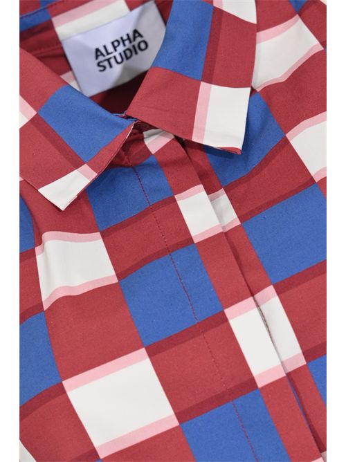 Camicia in heavy popeline con motivo check Alpha Studio | AD-6652L9000